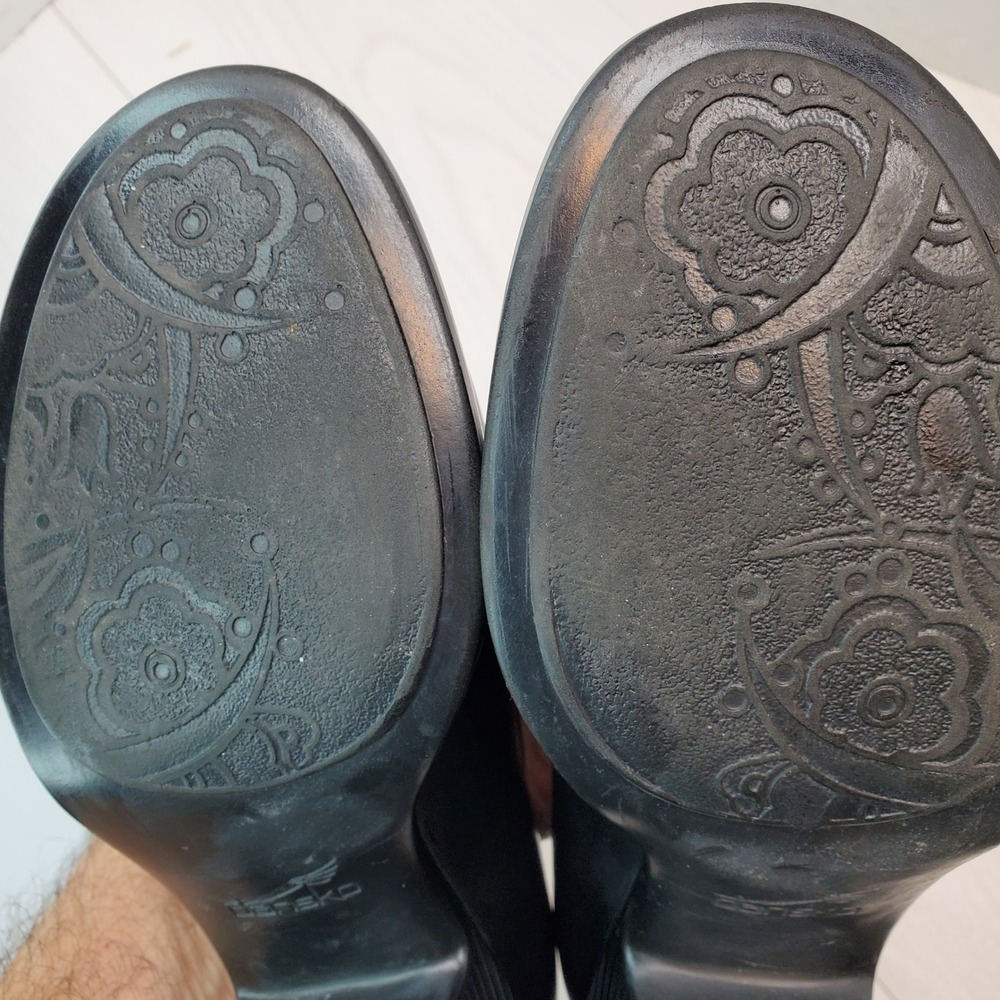 Dansko Black Leather Slip On Block‎ Heel Loafers Women Size 38 - Picture 16 of 16